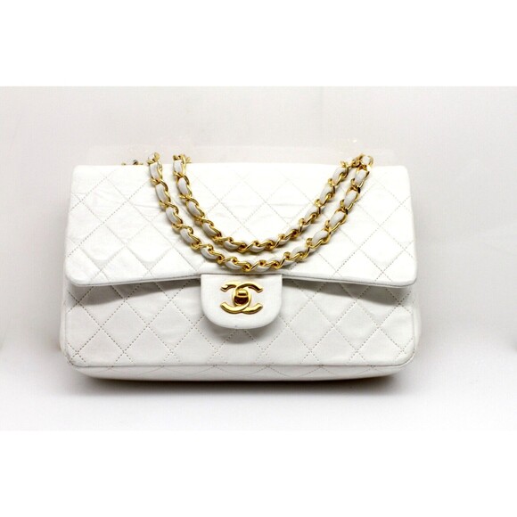 Chanel Double Flap White Quilted With Gold Hardware - Picture 1 of 11
